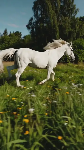 'Video thumbnail for White horse running in nature'