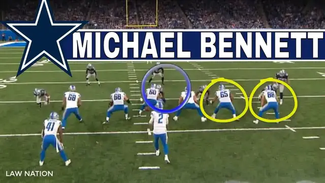 Video thumbnail for law nation sports: cowboys' michael bennett's impressive two sack performance vs lions