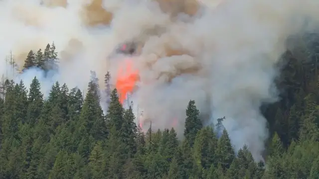 Video thumbnail for Canada: Wildfires burn in British Columbia's Fraser Canyon as storms threaten spread.