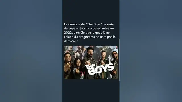 Video thumbnail for Le créateur de "The Boys", la série dit  la quatrième saison du programme ne sera pas la dernière !