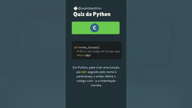 'Video thumbnail for Quiz #19 programação Python #shorts  #python'