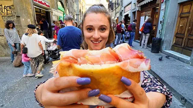 'Video thumbnail for Street Food in Italy - FLORENCE'S #1 PANINI at All'antico Vinaio + ITALIAN STREET FOOD in Tuscany!'