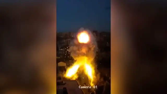 'Video thumbnail for Video shows moment of deadly Russian attacks on Kyiv'