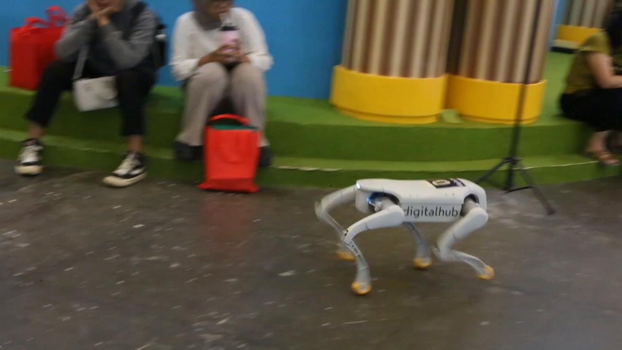 Video thumbnail for Indonesia: Robot dog showcased at Indonesia Pet Fest 2026.