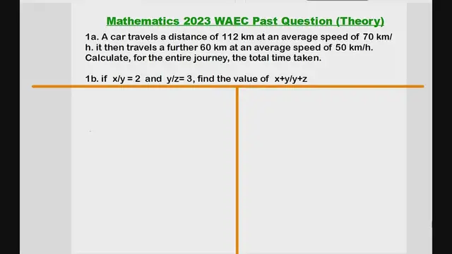 Video thumbnail for Mathematics 2023 WAEC Past Question (Theory)
