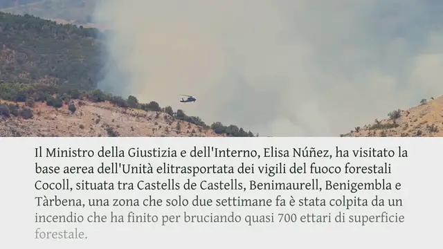 Video thumbnail for Elisa Núñez evidenzia il lavoro dei vigili del fuoco di Castells de Castells, Benimaurell e Benigembla: