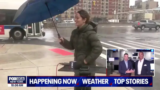 Video thumbnail for NYC wind and rain today