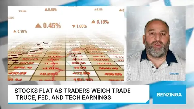 'Video thumbnail for Stocks Flat As Traders Weigh Trade Truce, Fed, And Tech Earnings'