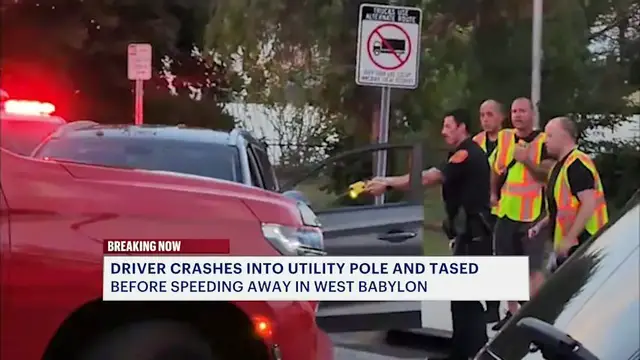 Video thumbnail for Wyandanch man tased by police, arrested for DWI after multiple crashes