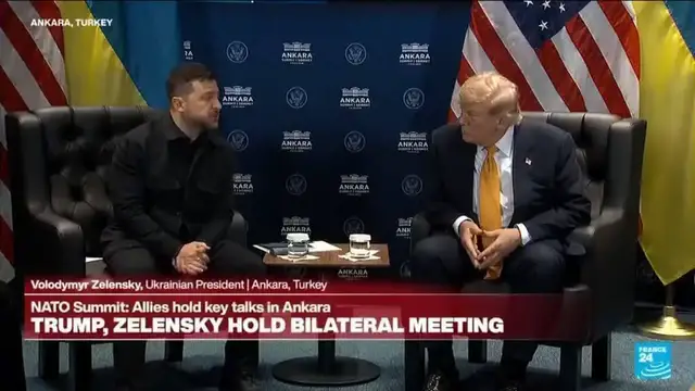Video thumbnail for REPLAY: Trump, Zelenksy meet at NATO summit