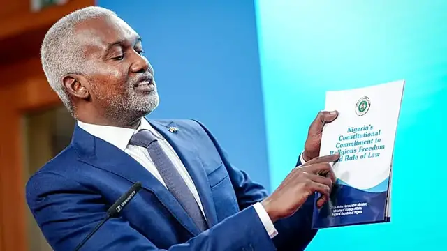 'Video thumbnail for Nigeria's FM says state-backed persecution impossible under constitution'