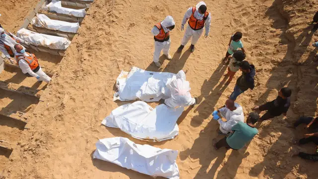 'Video thumbnail for Families in Gaza emotionally struggle to identify bodies of loved ones returned by Israel'