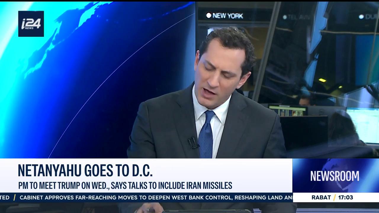 Video thumbnail for Netanyahu goes to D.C.: PM to meet Trump on Wed., says talks include Iran missiles