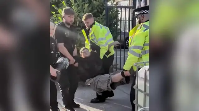 Video thumbnail for UK police arrest activists at Israeli-owned drone engine plant
