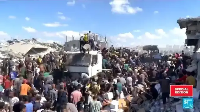 'Video thumbnail for Aid trucks trickle into Gaza'