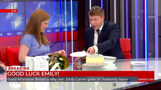 'Video thumbnail for WATCH: Emily Carver reveals gender of baby live on air as she gets incredible GB News send off on final day'