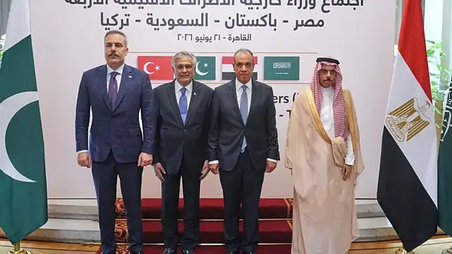 Video thumbnail for Egypt, Turkey, Pakistan, and Saudi Arabia FMs discuss regional security