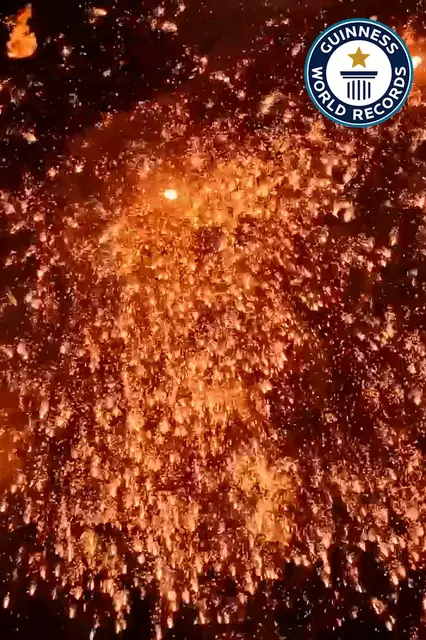 Video thumbnail for Molten iron fireworks a spectacular display of heat and light