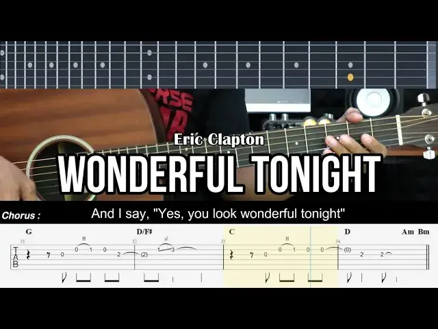 'Video thumbnail for Wonderful Tonight - Eric Clapton | EASY Guitar Lessons TAB - Guitar Tutorial'