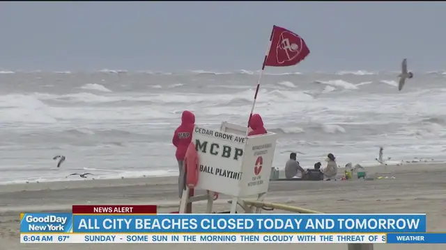 Video thumbnail for Area beaches closed due to Hurricane Erin