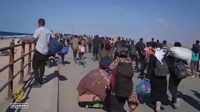'Video thumbnail for Returning home: Tens of thousands make way to northern Gaza'