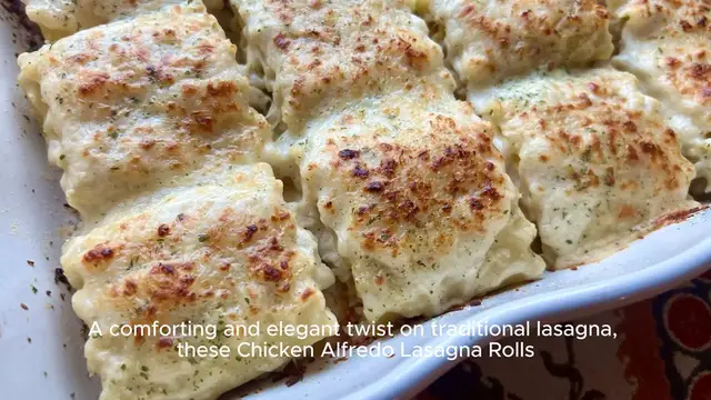 Video thumbnail for Chicken Alfredo Lasagna rolls