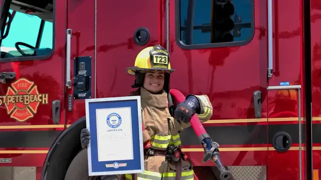 Video thumbnail for Shortest firefighter (female)