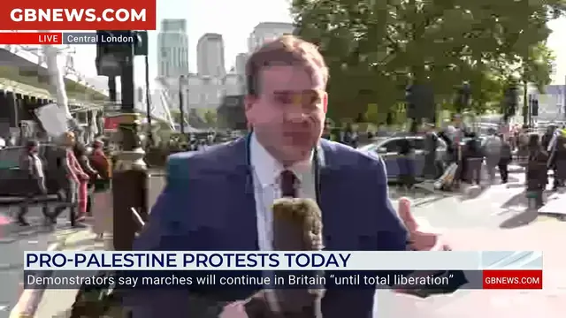 'Video thumbnail for 'Plenty of police presence' at pro-Palestine protest, GB News' Jack Carson says'