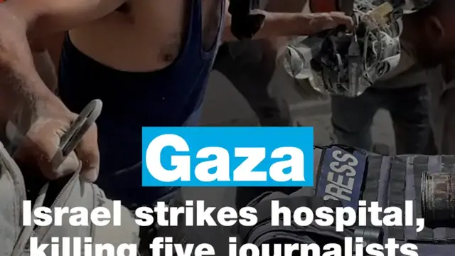 'Video thumbnail for Gaza: Israel strikes hospital, killing five journalists'