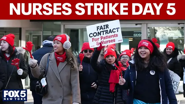 Video thumbnail for NYC's largest nurses strike enters day 5