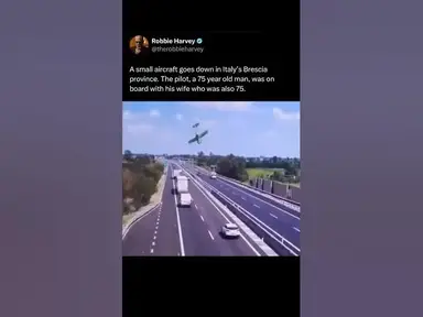 'Video thumbnail for Plane Crashes on Highway in Italy'