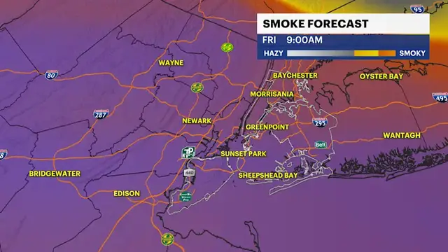 Video thumbnail for Wildfire smoke impacts Brooklynites through the rest of this week