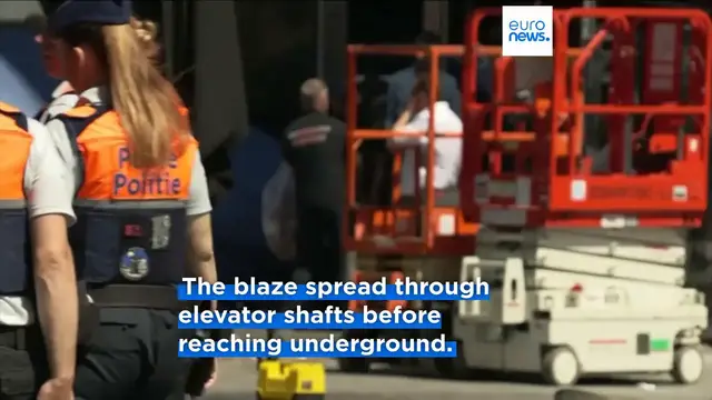 Video thumbnail for Several reported dead after fire in lift shaft of Brussels construction site