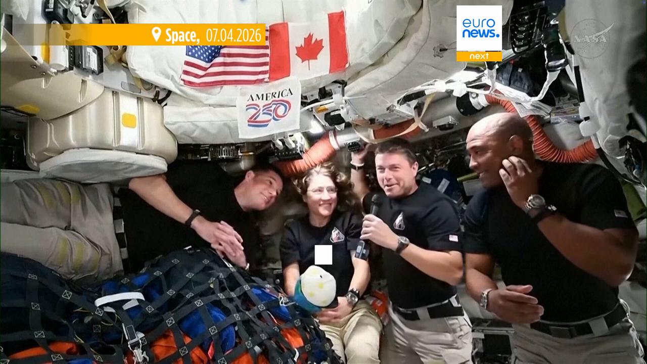 Video thumbnail for Artemis II crew head back towards Earth after completing record-breaking lunar flyby