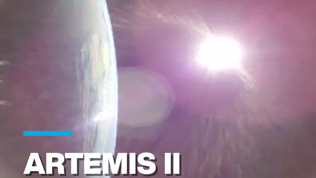 Video thumbnail for Artemis II: Astronauts send first pictures of Earth as rocket leaves orbit
