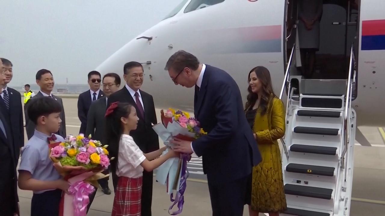 Video thumbnail for China: Serbian president arrives in Beijing for state visit.