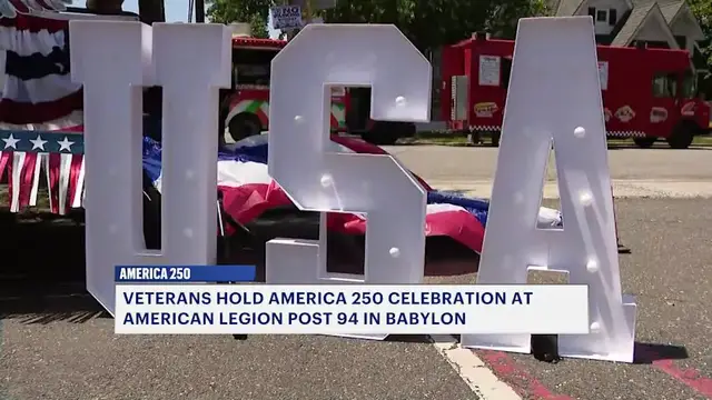 Video thumbnail for Long Island veterans celebrate America's 250th Anniversary in Babylon