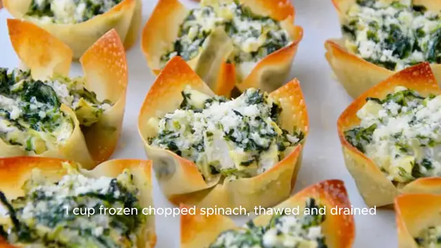 Video thumbnail for Spinach and Artichoke Dip Wonton Cups Recipe