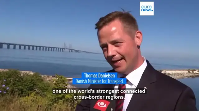 Video thumbnail for Royals attend ceremony celebrating 25th annivesary of Øresund Bridge connecting Denmark and Sweden