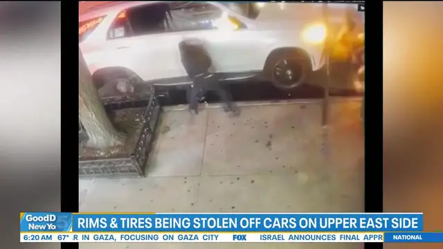 Video thumbnail for Thieves stealing rims, tires from cars on the Upper East Side