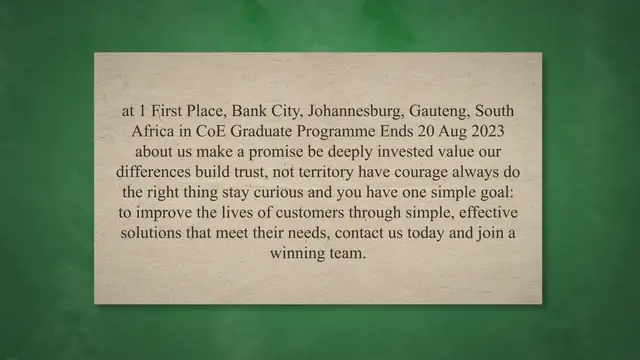 Video thumbnail for FIRST NATIONAL BANK Graduate Trainee