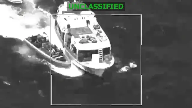 Video thumbnail for US: US sinks vessel allegedly supporting drug trafficking operations in Eastern Pacific.