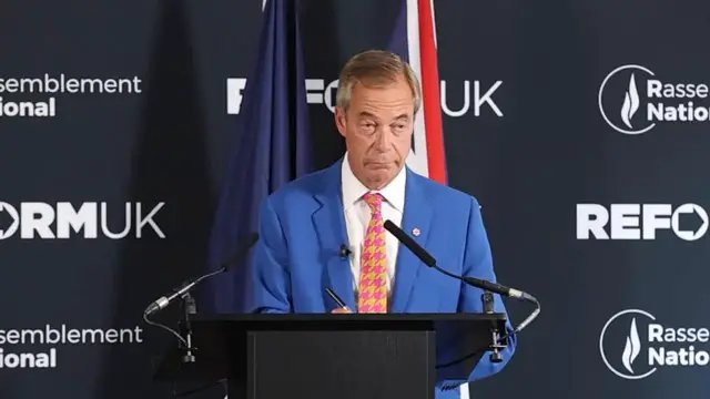 Video thumbnail for UK: Reform UK leader Farage holds press conference in Birmingham.