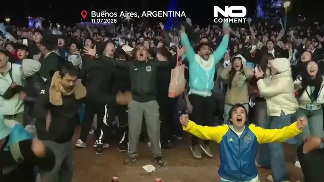 Video thumbnail for Argentina fans erupt as Messi's men reach World Cup semifinal
