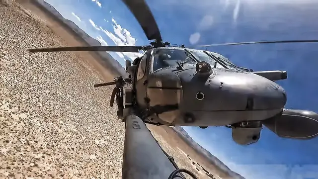 'Video thumbnail for View Of Pave Hawk Helicopter In-Flight From Fuel Probe'