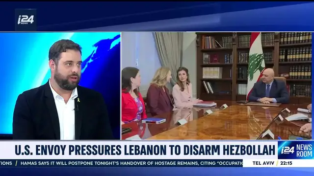 'Video thumbnail for U.S. envoy pressures Lebanon to disarm Hezbollah'