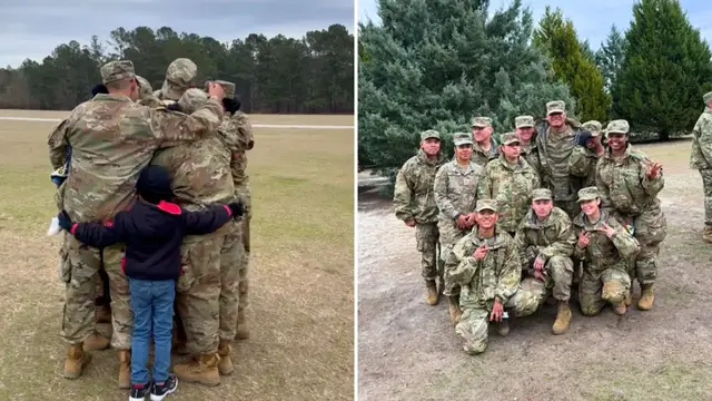'Video thumbnail for Soldier Who Had No-One To Attend Graduation Tapped Out By Battle Buddies In Group Hug'