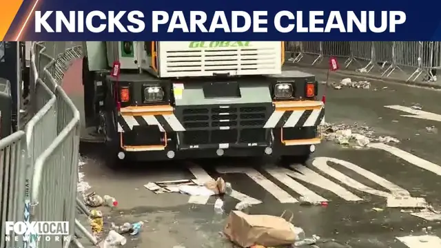 Video thumbnail for New York cleans up after Knicks championship parade
