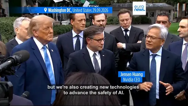 Video thumbnail for Top AI and tech firms sign 'morally binding' accord to 'self-police' development after meeting at White House