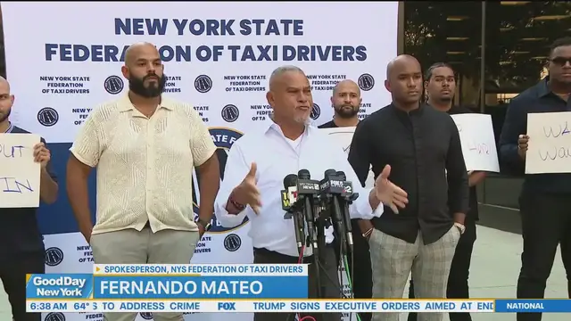 'Video thumbnail for NYC taxi drivers protest Waymo'